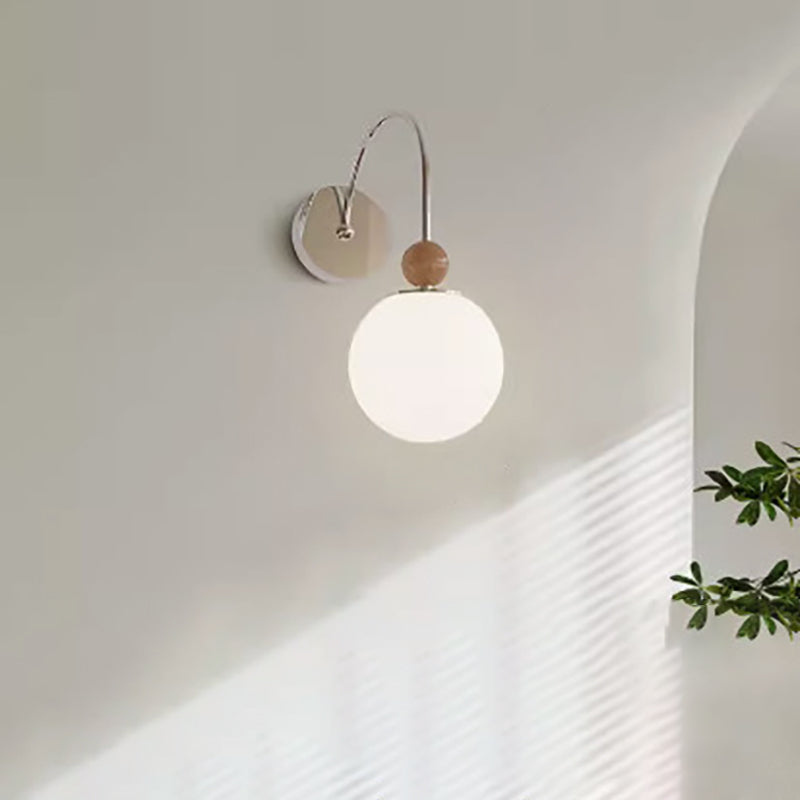 Minimalist Round Ball Iron Glass 1-Light Wall Sconce Lamp