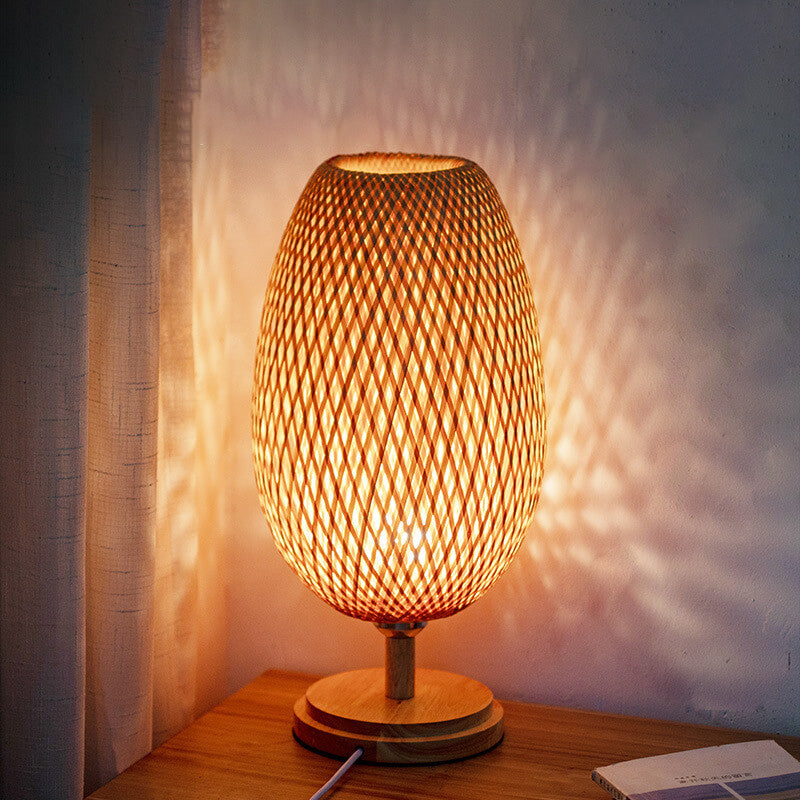 Traditional Wood Bamboo Table Lamp