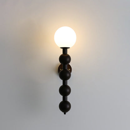 Cylinder Bead Wood Glass Metal 1-Light Wall Sconce Lamp