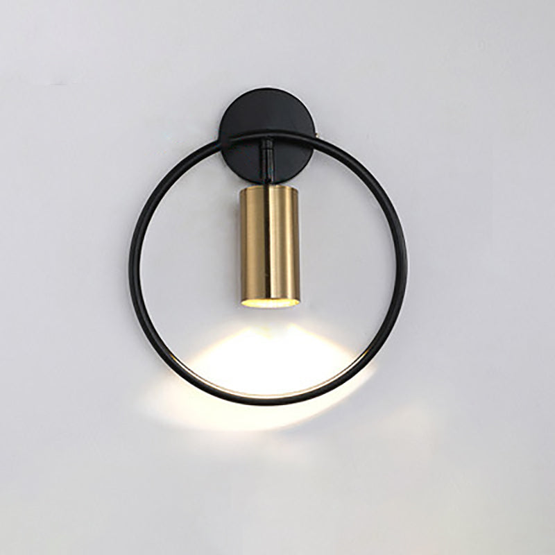 Simplicity Iron Circle Cylinder 1-Light Wall Sconce Lamp