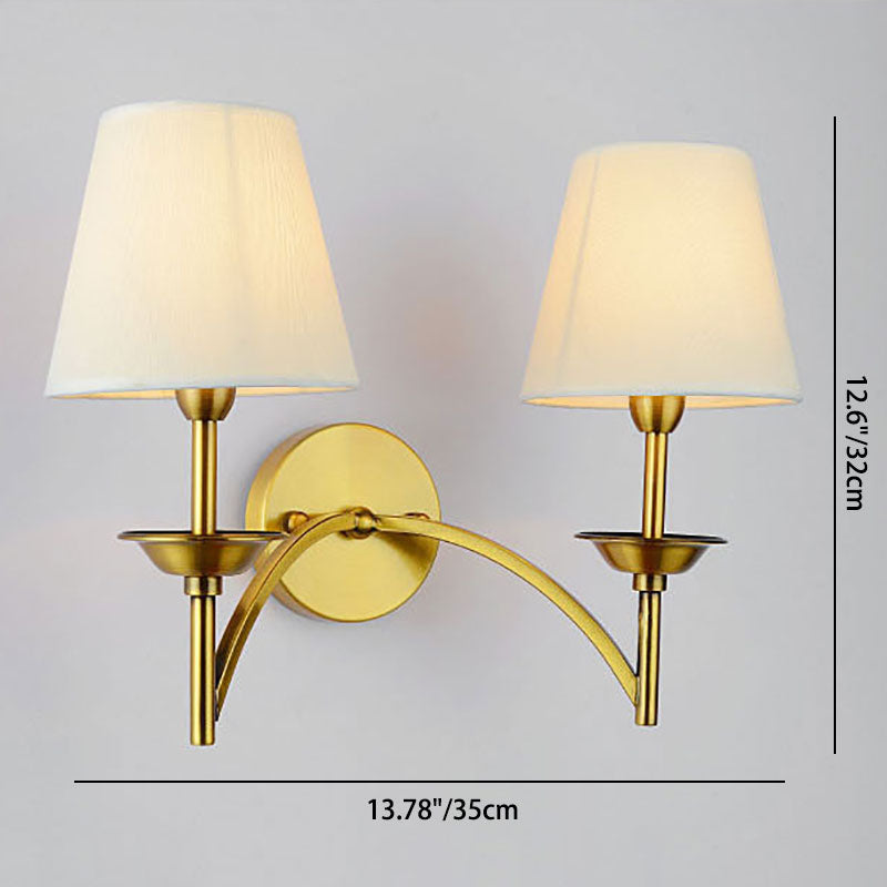 Mid-Century Iron Fabric Cylinder 1/2 Light Wall Sconce Lamp