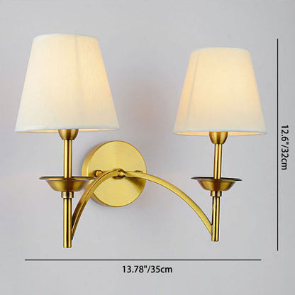 Mid-Century Iron Fabric Cylinder 1/2 Light Wall Sconce Lamp