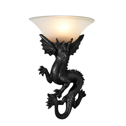 Resin Glass Dragon Semi-Circular 1-Light Wall Sconce Lamp