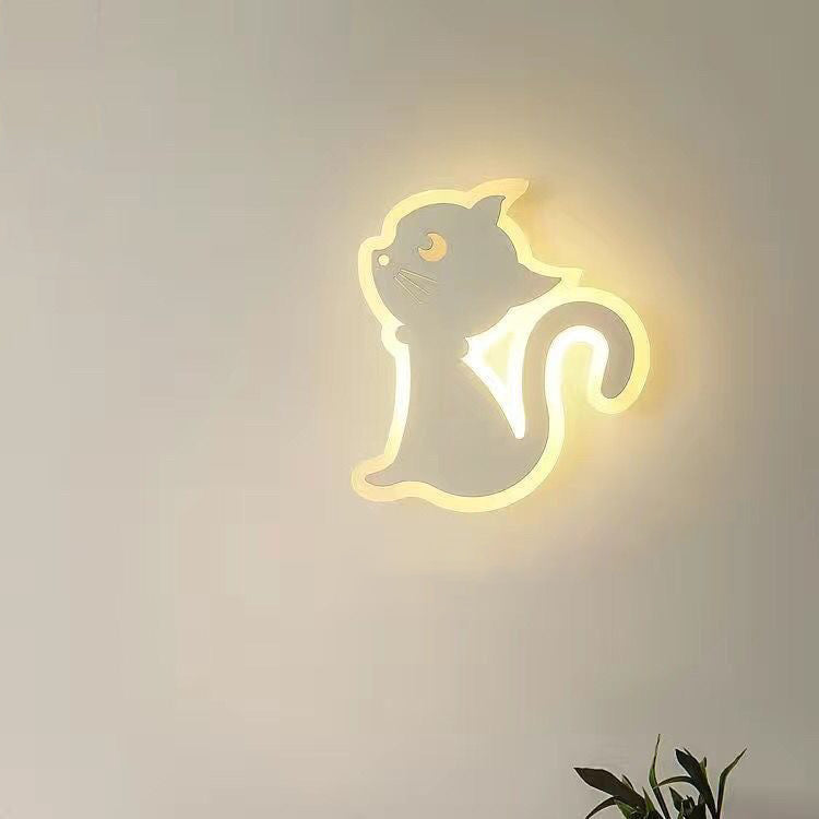 Simplicity Cartoon Cat Iron Acrylic LED Wall Sconce Lamp