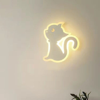 Simplicity Cartoon Cat Iron Acrylic LED Wall Sconce Lamp