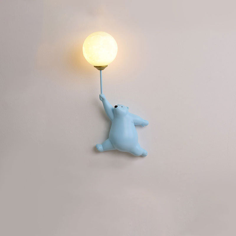 Creative Bear Resin Glass 1-Light Wall Sconce Lamp