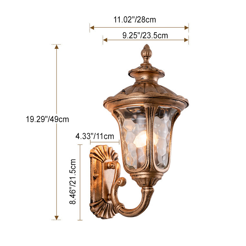 Waterproof Aluminum Glass 1-Light Outdoor Wall Sconce Lamp