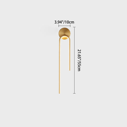 Minimalist Copper Aluminum Round Hook LED Wall Sconce Lamp