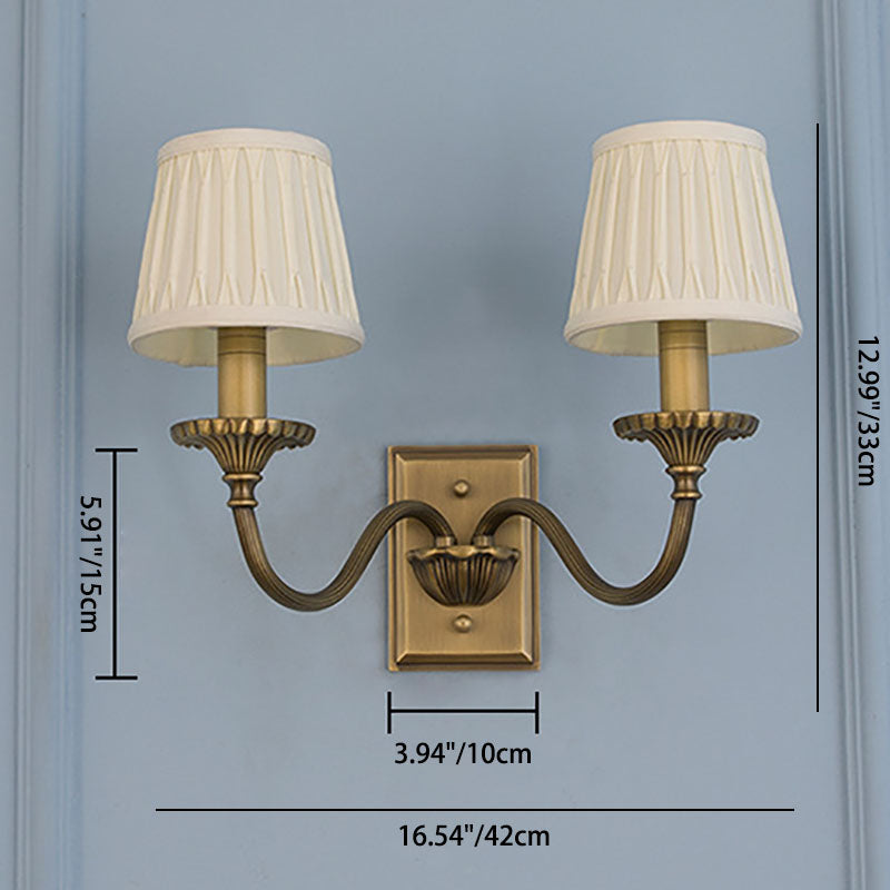 Cylinder Rod Fabric Copper 1/2 Light Wall Sconce Lamp