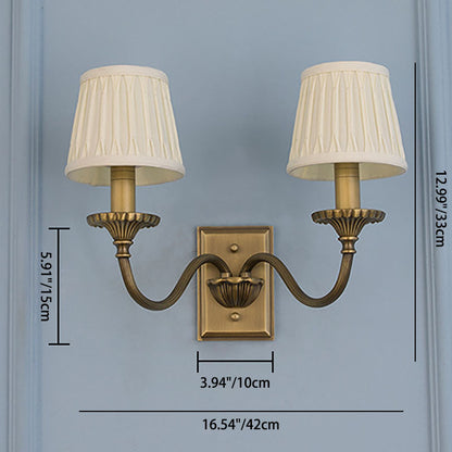 Cylinder Rod Fabric Copper 1/2 Light Wall Sconce Lamp