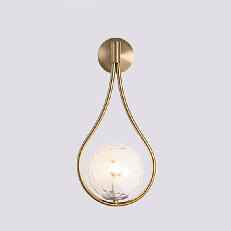 Teardrop Round Ball Iron Glass 1-Light Wall Sconce Lamp