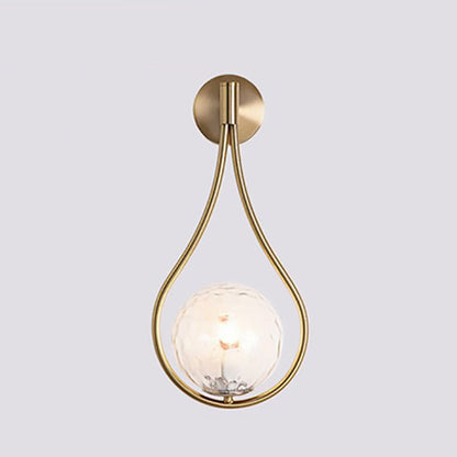Teardrop Round Ball Iron Glass 1-Light Wall Sconce Lamp