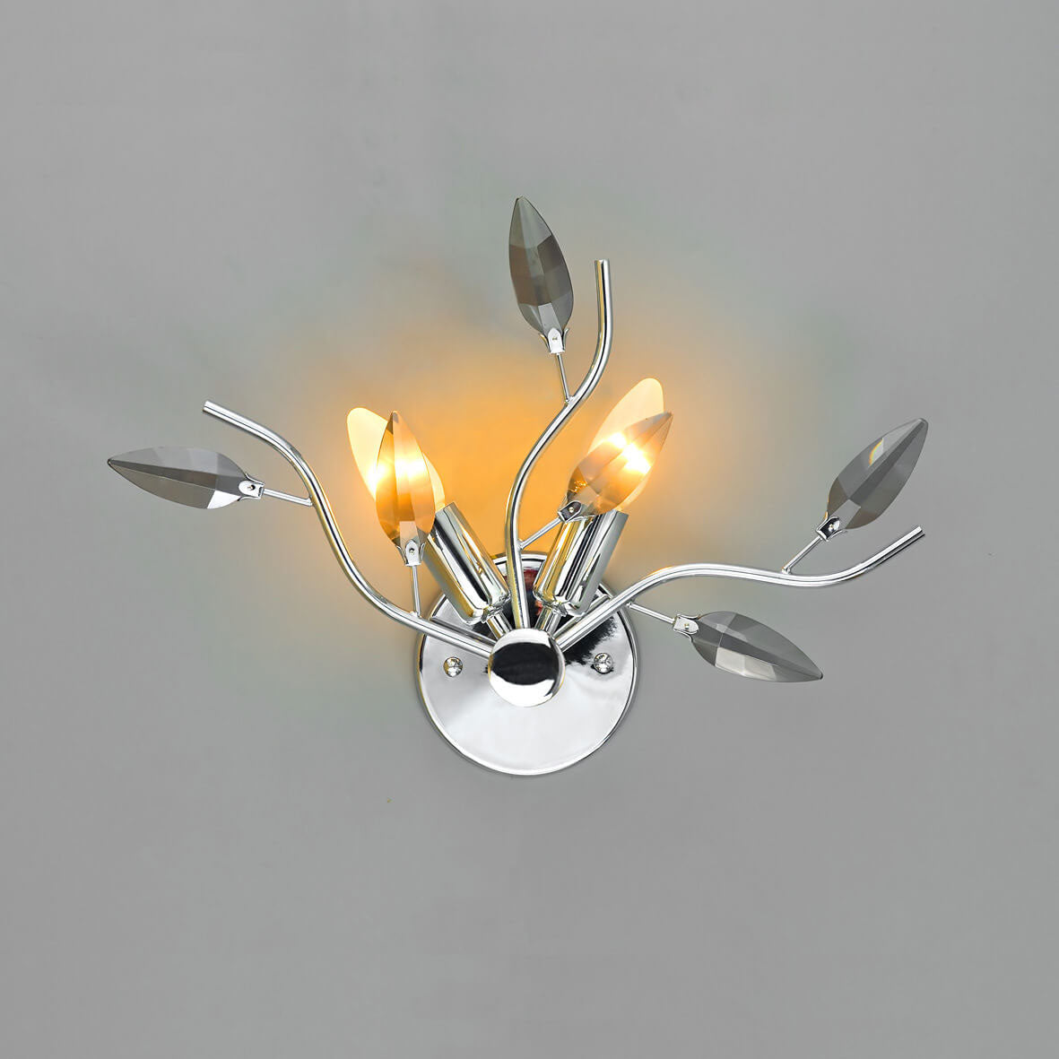 Nordic Iron Glass Leaf Branch 2-Light Wall Sconce Lamp