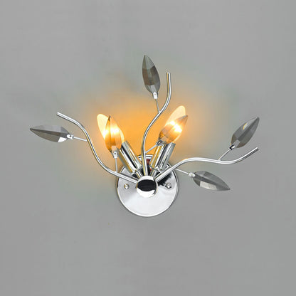 Nordic Iron Glass Leaf Branch 2-Light Wall Sconce Lamp