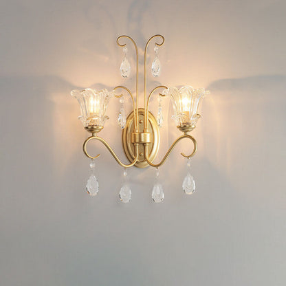 Traditional French Crystal Branch 2-Light Wall Sconce Lamp