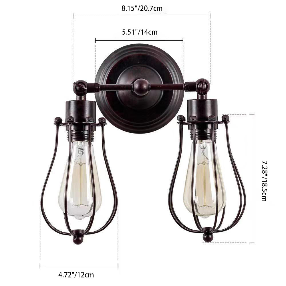 Traditional Colonial Gourd Iron 2-Light Wall Sconce Lamp