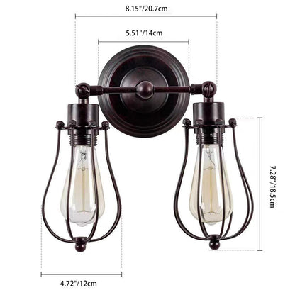 Traditional Colonial Gourd Iron 2-Light Wall Sconce Lamp