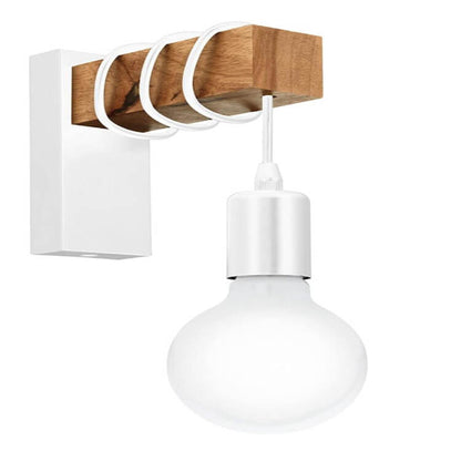 Plastic Wooden Lampshade 1-Light Wall Sconce Lamp