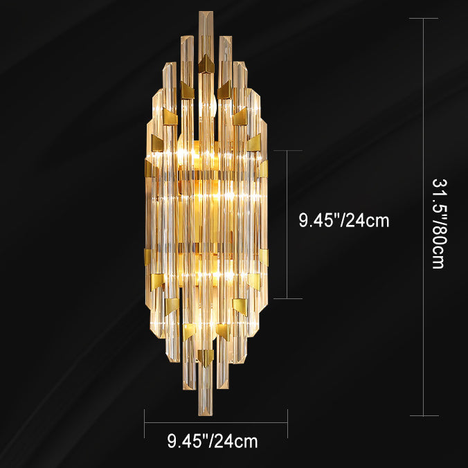 Luxury Stripe Hardware Crystal 2/4 Light Wall Sconce Lamp