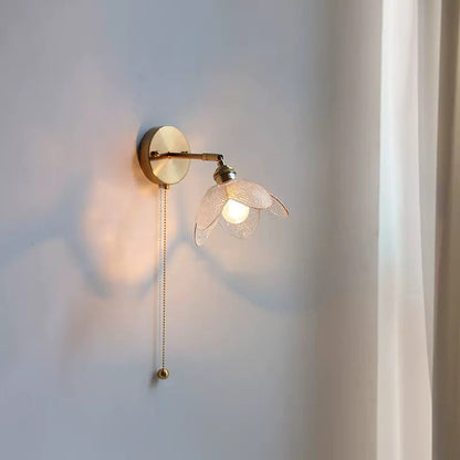 Scandinavian Copper Glass Flower 1-Light Wall Sconce Lamp