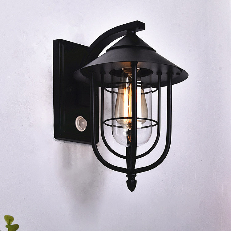 Iron Human Body Sensing 1-Light Outdoor Wall Sconce Lamp