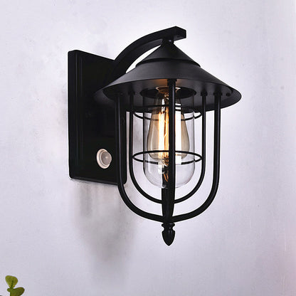 Iron Human Body Sensing 1-Light Outdoor Wall Sconce Lamp