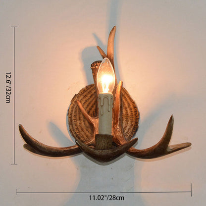 Traditional European Antler Resin 1-Light Wall Sconce Lamp