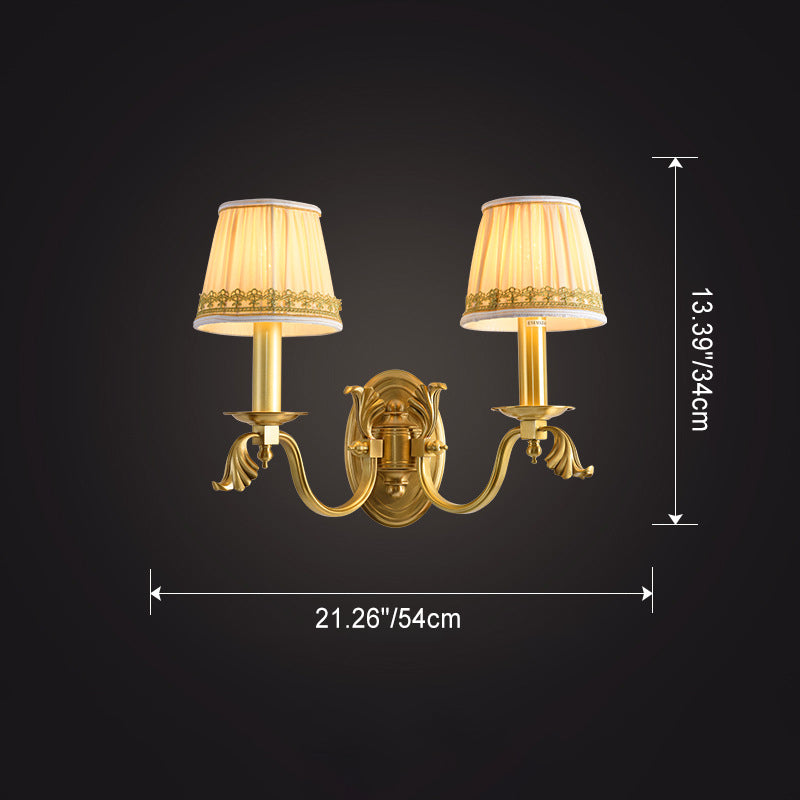 Modern Luxury Dome Copper Fabric 1/2-Light Wall Sconce Lamp