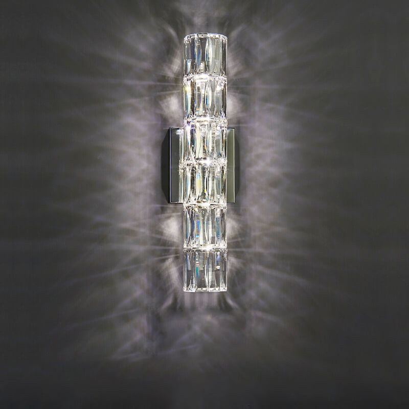 Luxury Silver Crystal Column 3/4/6 Light Wall Sconce Lamp