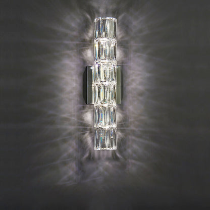 Luxury Silver Crystal Column 3/4/6 Light Wall Sconce Lamp