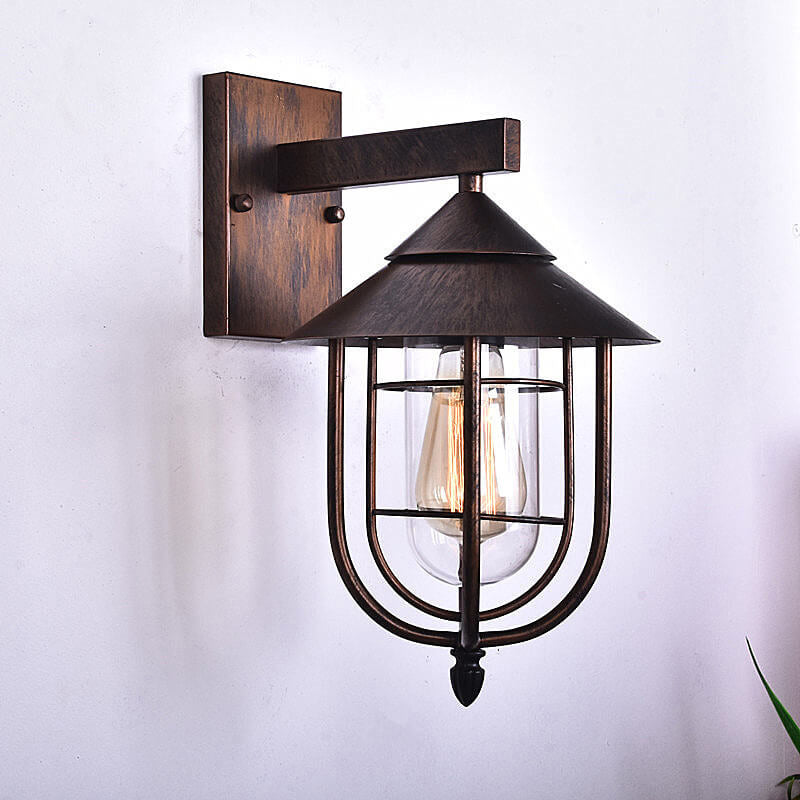 Iron Lantern Indoor Outdoor 1-Light Wall Sconce Lamp