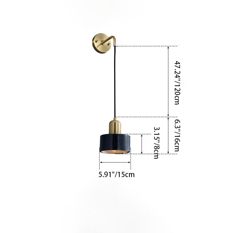 Minimalist Cylinder Iron Marble 1-Light Wall Sconce Lamp