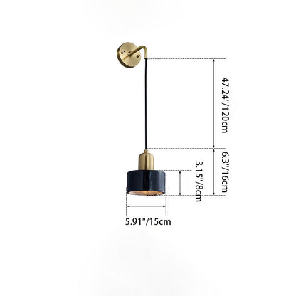 Minimalist Cylinder Iron Marble 1-Light Wall Sconce Lamp