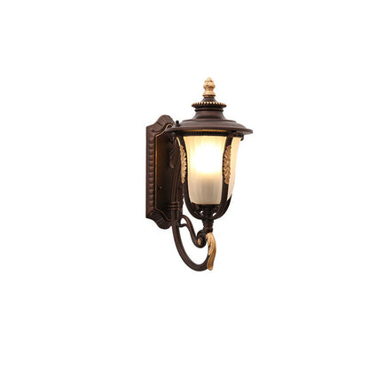Coffee Aluminum Glass 1-Light Waterproof Wall Sconce Lamp