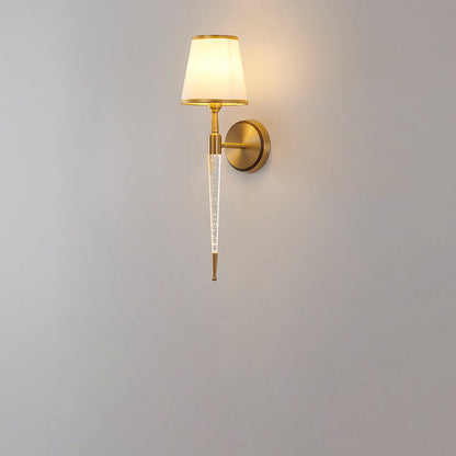 French Trapezoid Copper Fabric 1-Light Wall Sconce Lamp