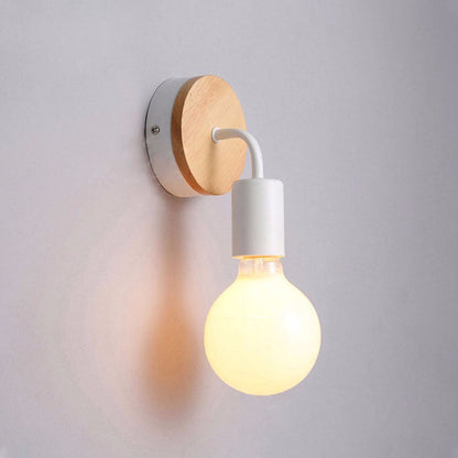 Modern Simplicity Bent Wood Iron 1-Light Wall Sconce Lamp