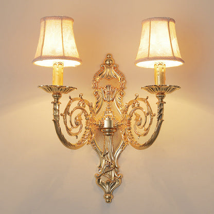 Candelabra Zinc Alloy Fabric 2-Light Wall Sconce Lamp
