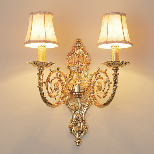 Candelabra Zinc Alloy Fabric 2-Light Wall Sconce Lamp