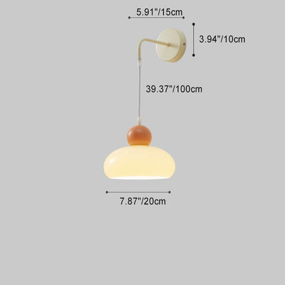 Cream Dome Round Iron Glass 1-Light Wall Sconce Lamp
