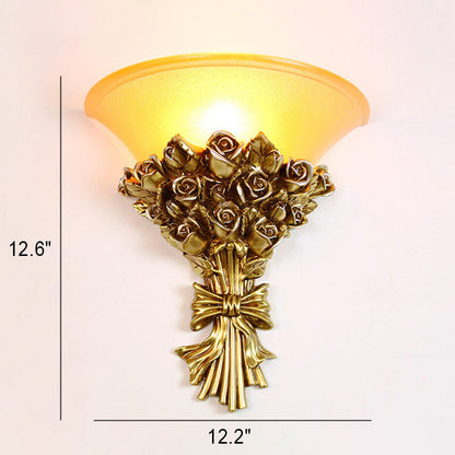 European Bouquet Shape Resin Glass 1-Light Wall Sconce Lamp
