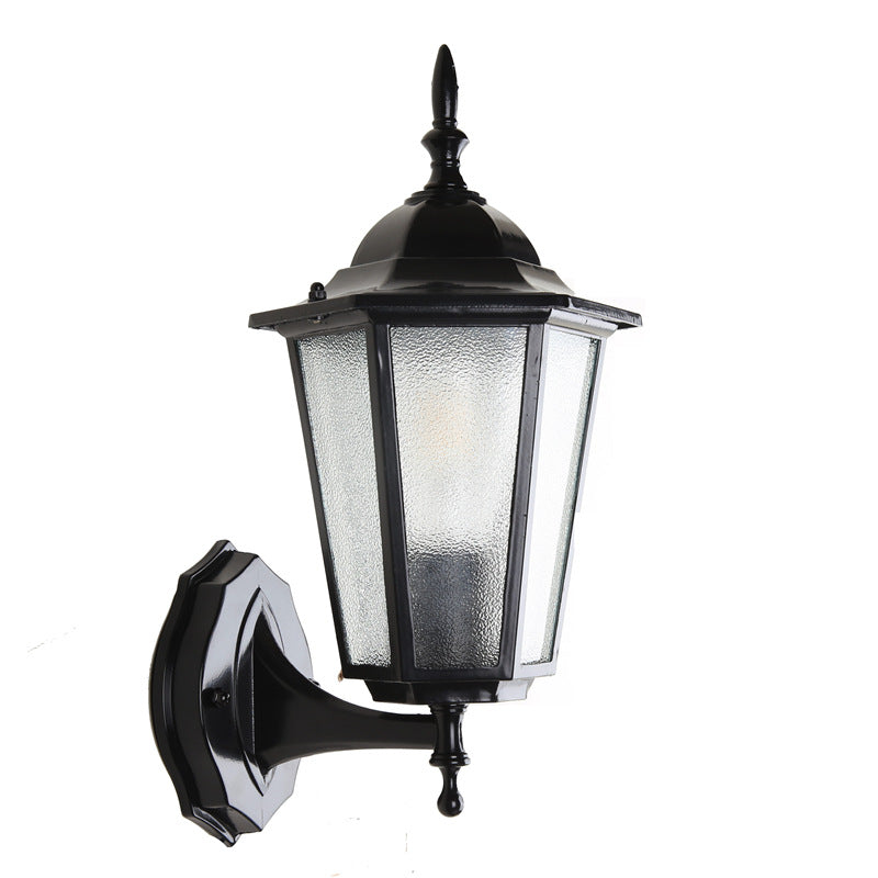 Hexagonal Frosted Glass 1-Light Outdoor Wall Sconce Lamp