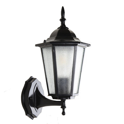 Hexagonal Frosted Glass 1-Light Outdoor Wall Sconce Lamp