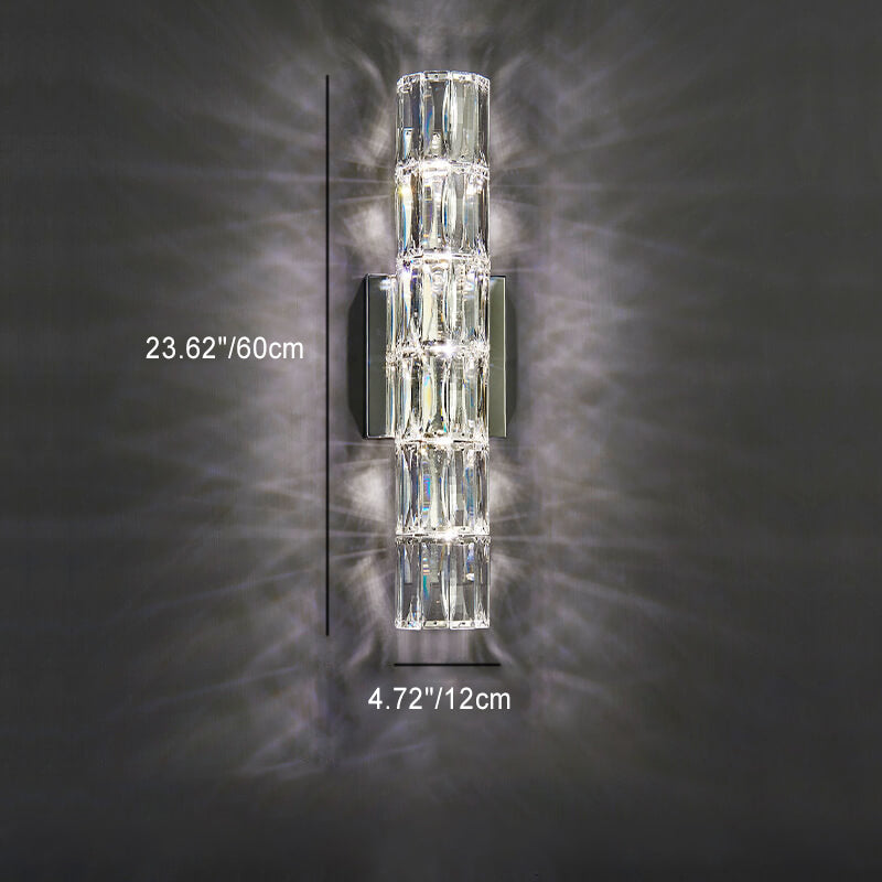Luxury Silver Crystal Column 3/4/6 Light Wall Sconce Lamp