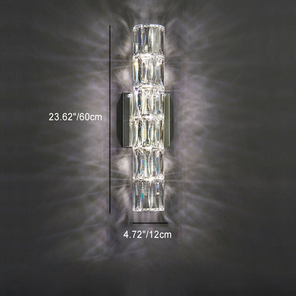 Luxury Silver Crystal Column 3/4/6 Light Wall Sconce Lamp