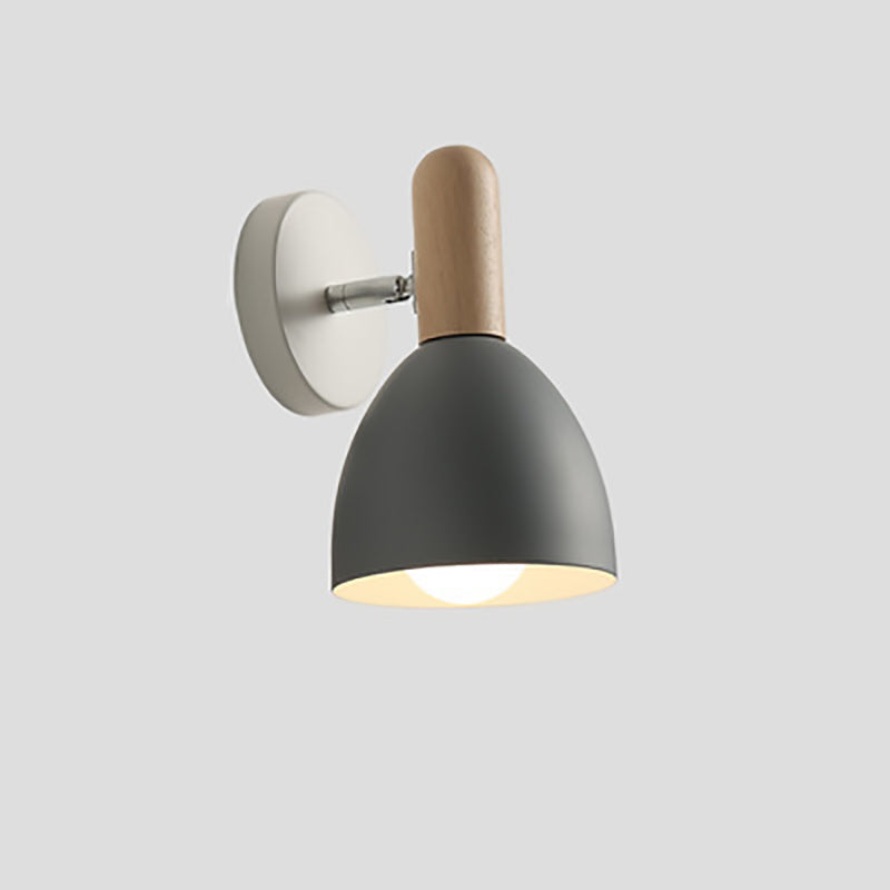 Nordic Wood Iron Cannonball Shape 1-Light Wall Sconce Lamp