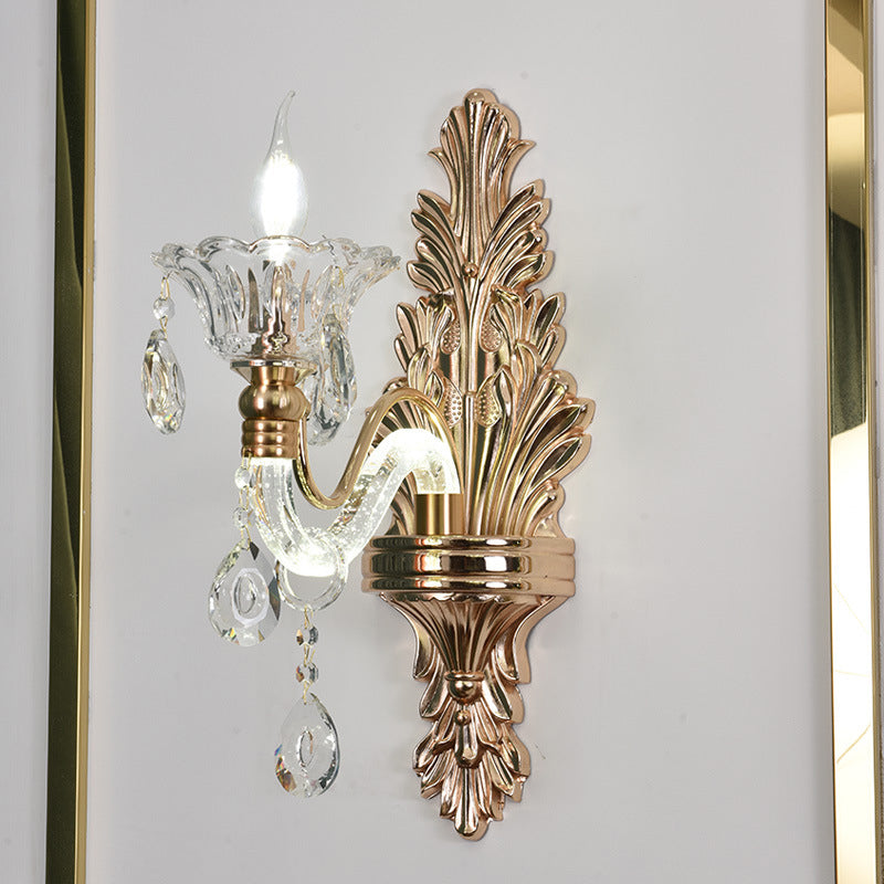 Crystal Flower Candlestick 1/2-Light Wall Sconce Lamp