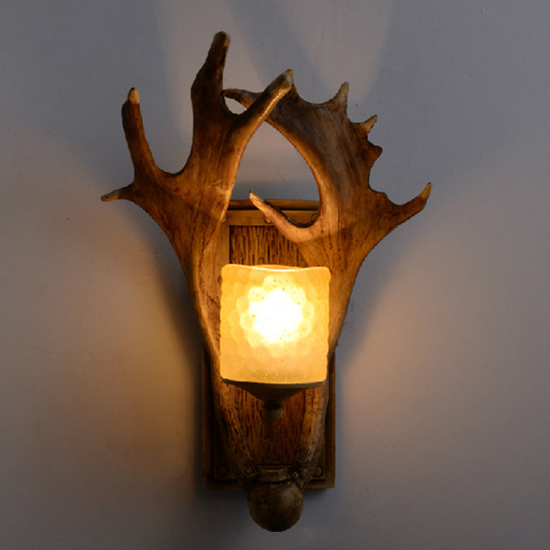 Scandinavian Cylinder Resin Glass 1-Light Wall Sconce Lamp