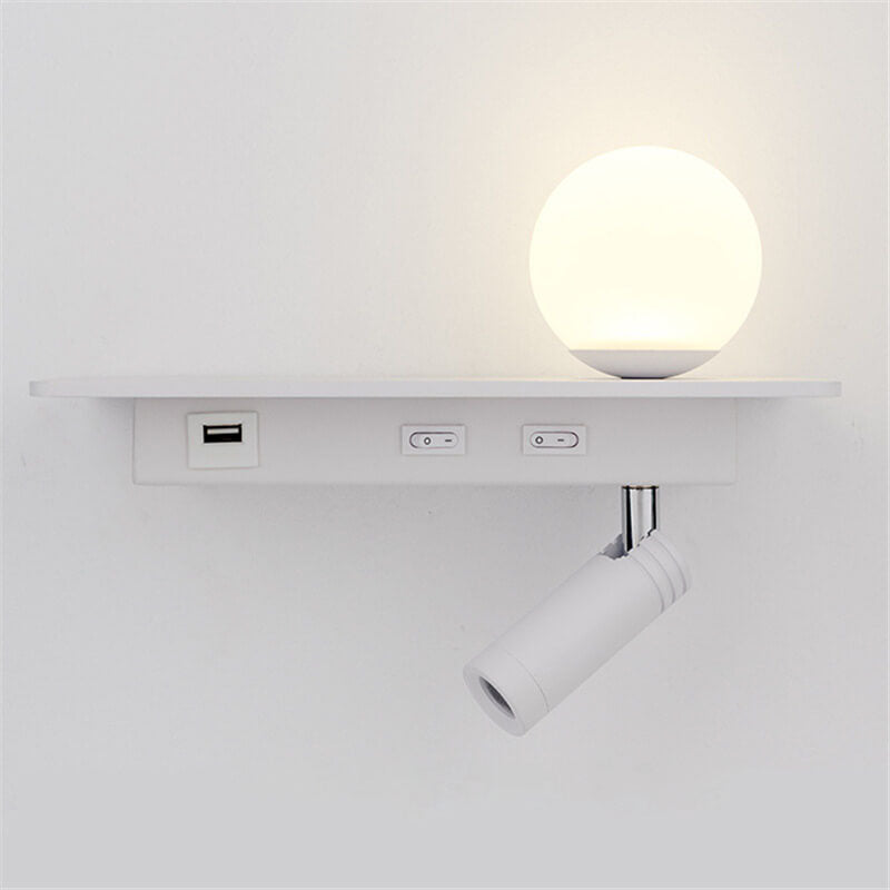 Black With USB Socket Iron LED Spotlight Wall Sconce Lamp