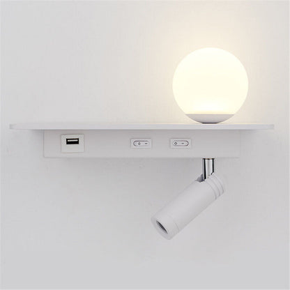 Black With USB Socket Iron LED Spotlight Wall Sconce Lamp