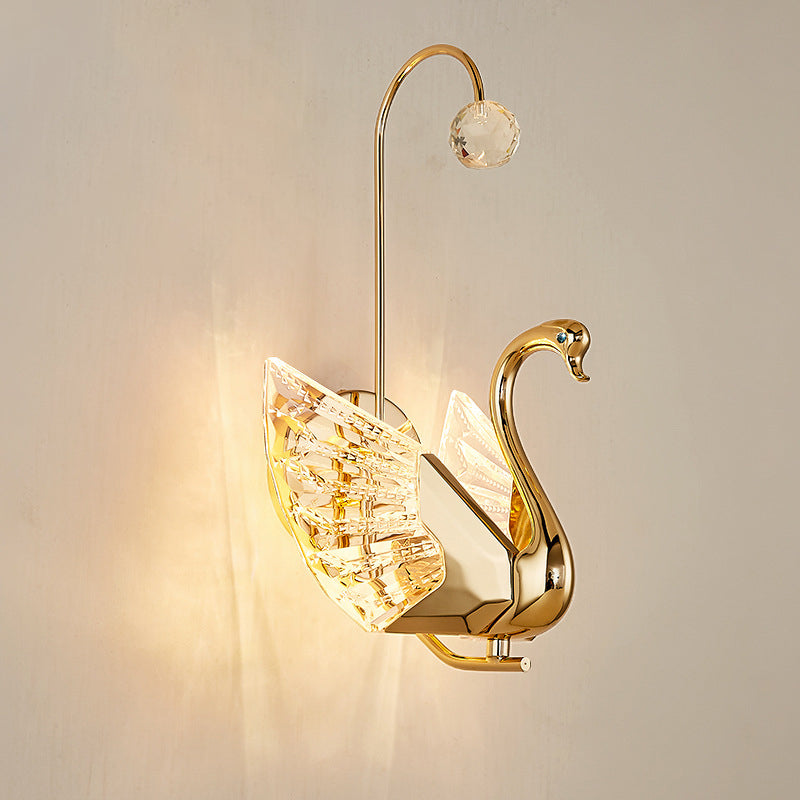 Luxury Crystal Aluminum Acrylic Swan LED Wall Sconce Lamp